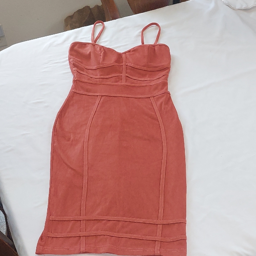 Fashion Nova Size 2 Body Con Dress Burnt Orange .Supet Soft Material .